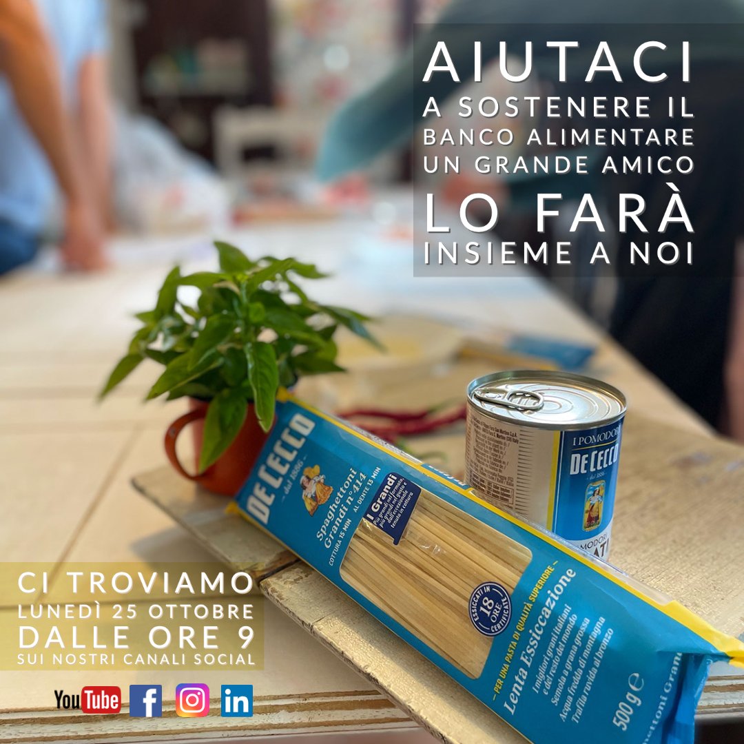 DeCecco_pasta's tweet photo. Lunedì è una giornata importante, da dedicare ad un piccolo grande gesto. Segui i nostri canali social. A partire dalle ore 9 De Cecco insieme a te e ad un grande nostro amico sosterrà il Banco Alimentare.
#AllaDeCecco #giornatamondialedellapasta https://t.co/IKBpnqWVVU