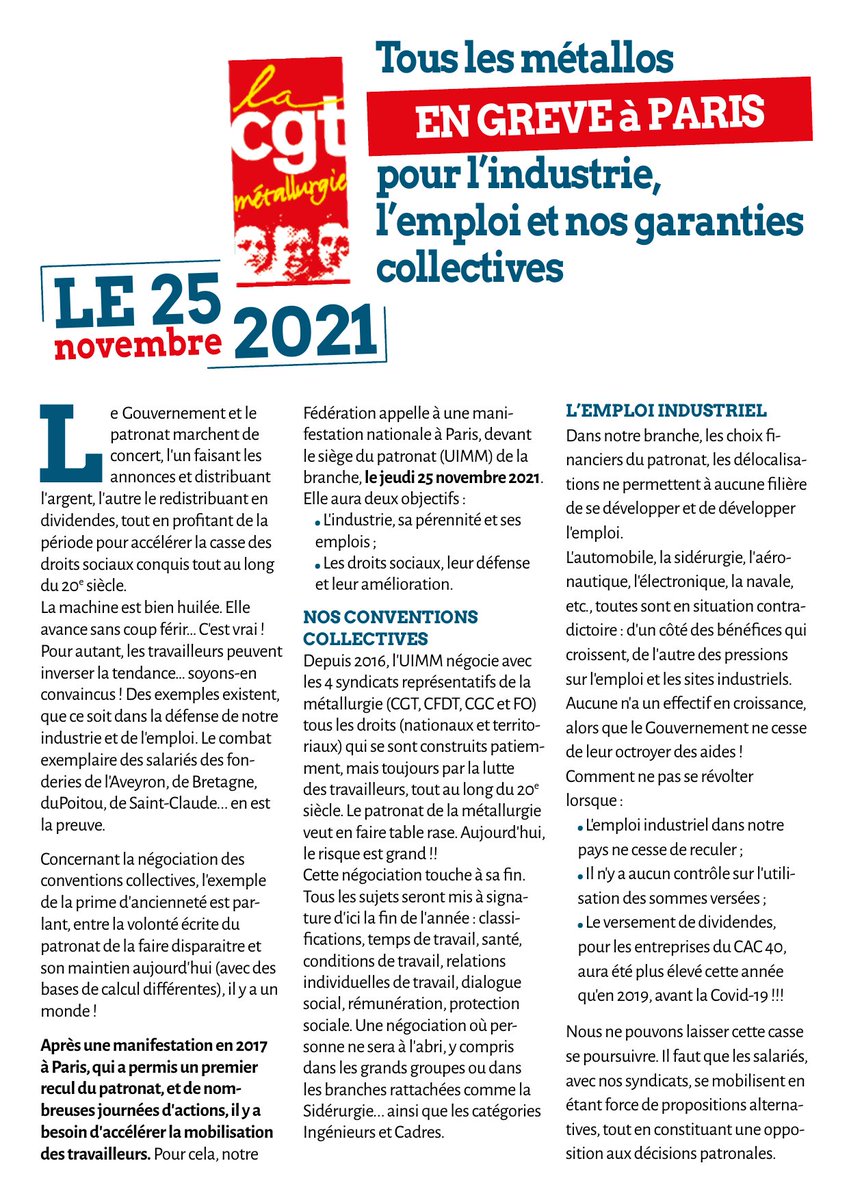 CGTNokiaPSaclay's tweet photo. La base des exigences de @uimm lors de la négociation? "faire travailler plus les salariés déjà en emploi".
A propos des régressions exigées par le patronat voir le tract complet @interFTMCGT. https://t.co/8pQnhejvfl