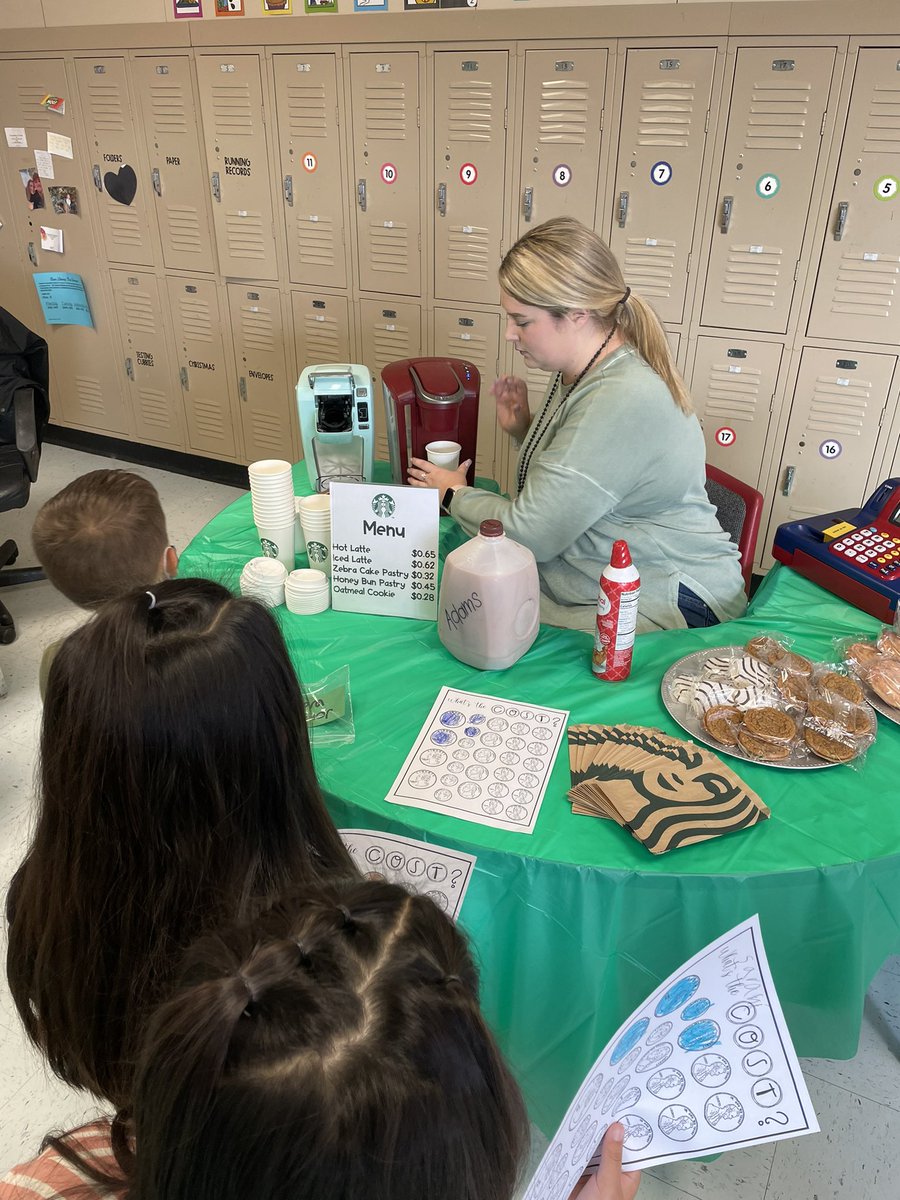 Miss Adams set up a Starbucks day for her Ss. Tied to math w/ $$ &amp; reading w/ visualization. The kids LOVED it @NikkidavisNikki <a href="/crockettwfisd/">Crockett Coyotes</a>