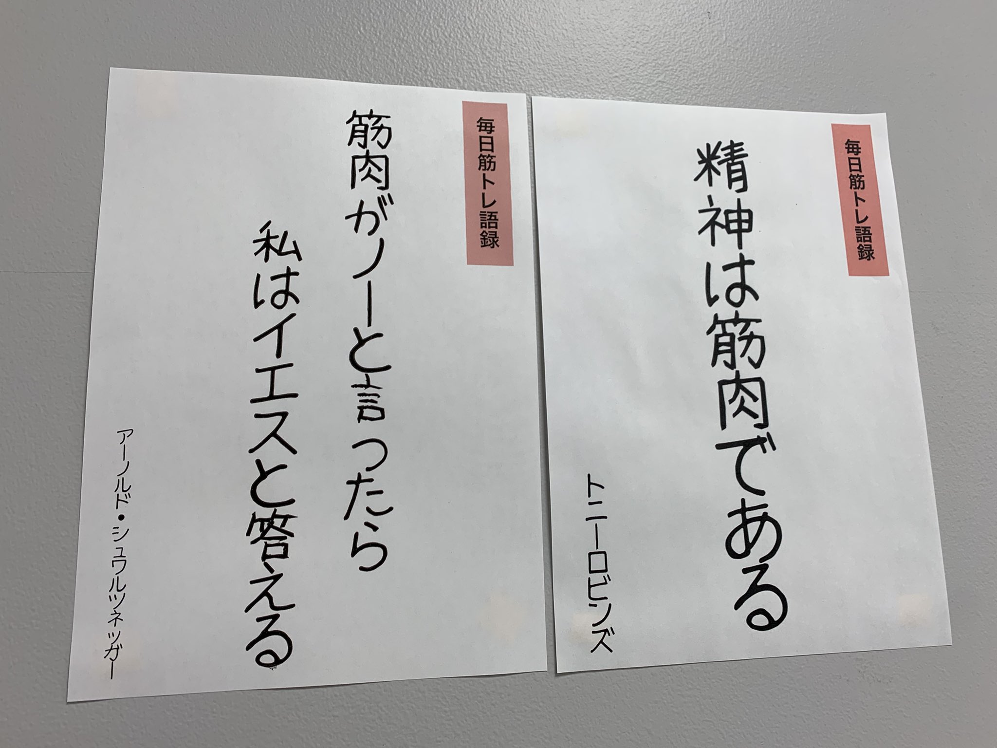 花岡麻里名 ドンジュアン 本日もありがとうございました 私達筋トレ部ルームの壁にこんなものが 思わず吹いてしまいました 笑 これは制作さんからのメッセージなんです 笑 みんなが唸って苦しんで来た時 精神 は筋肉だーーー って叫びながら頑張り
