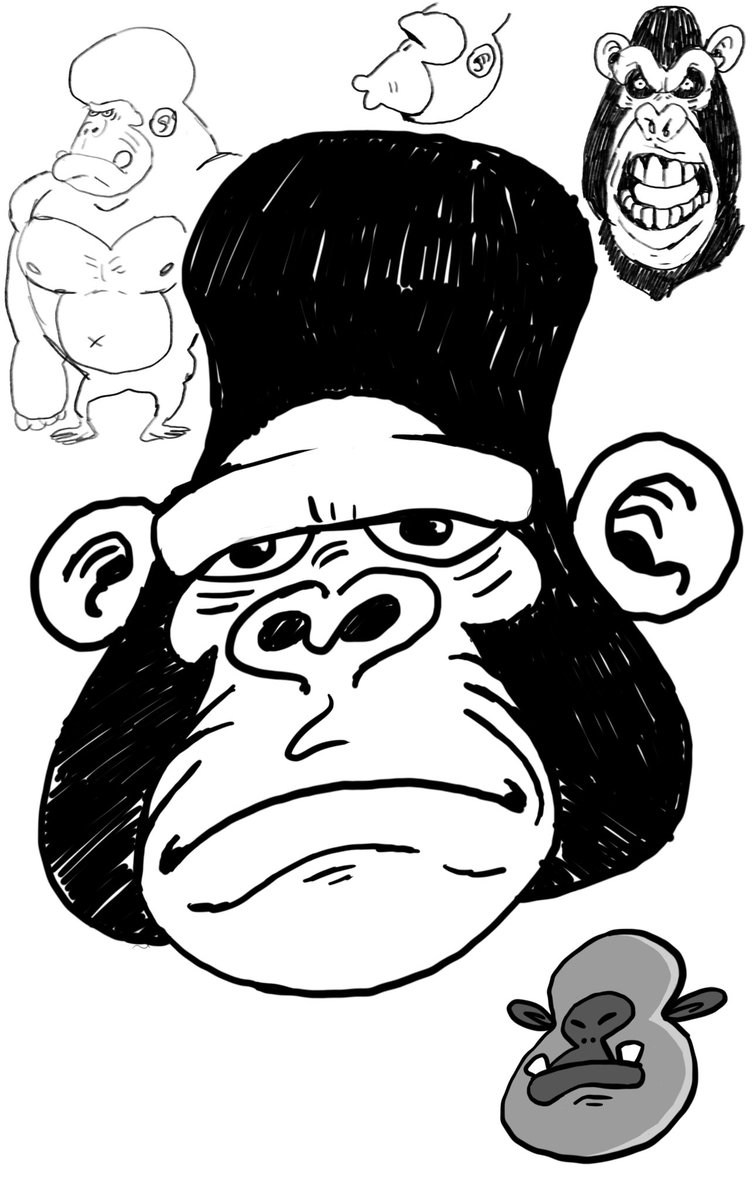 [🦍Lovely Gorilla🦍] - Drawing regular animals every once in a while feels good!! Roxanne is a pretty ape that enjoys music. Would you like to join her in a dance session🕺?? 