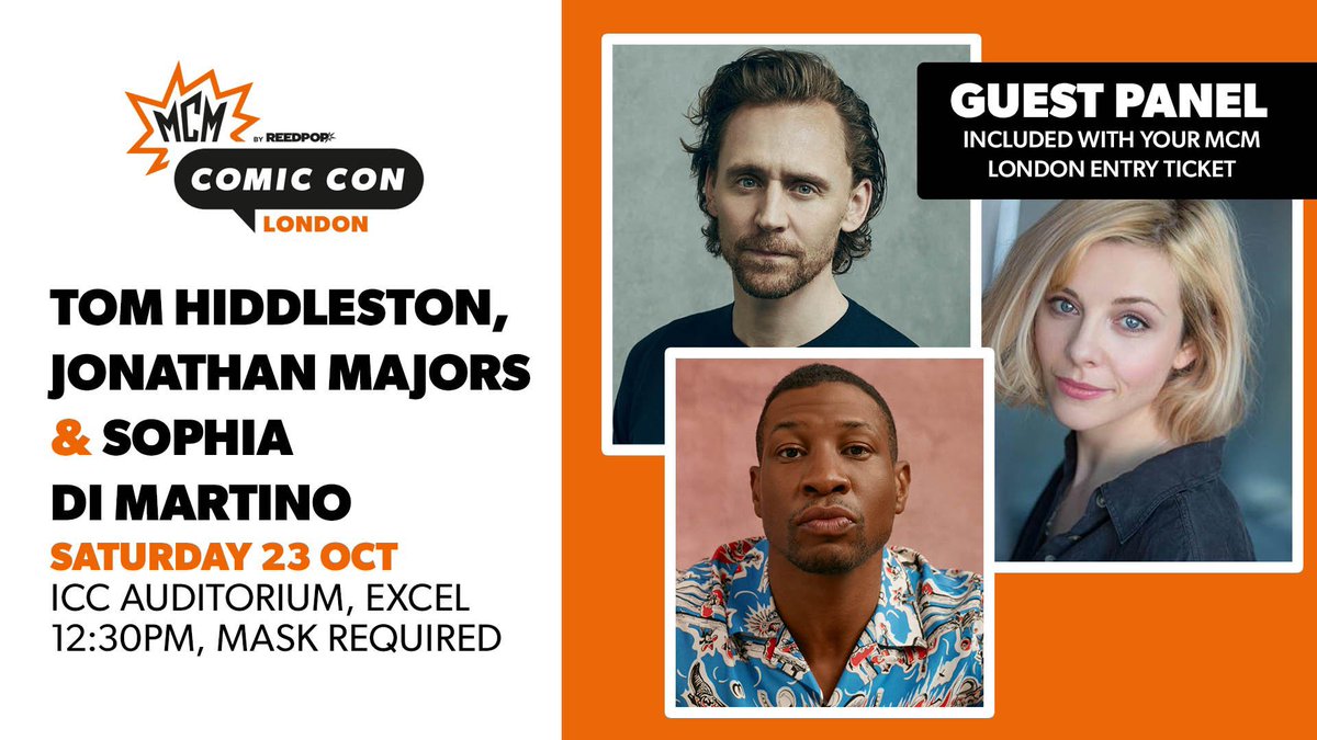 LokiSerieBR's tweet photo. ACORDA LOKI STAN! O painel de 'Loki' que conta com a presença de Tom Hiddleston, Sophia di Martino e Jonathan Majors está começando agora na MCM Comic Con London. 💚 https://t.co/vcxoK861Uw