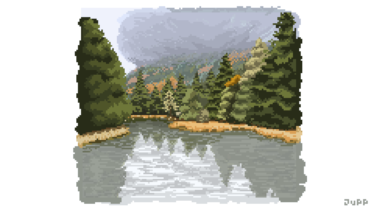 Juppstein's tweet photo. "Traunstein In Autumn"
A good friend sent a photo from his holidays in the Traunstein region, Bavaria. It was too nice to not do something with it.
#pixelart #ドット絵 #Pixaki #weekendscribble https://t.co/VPDps6TM5y