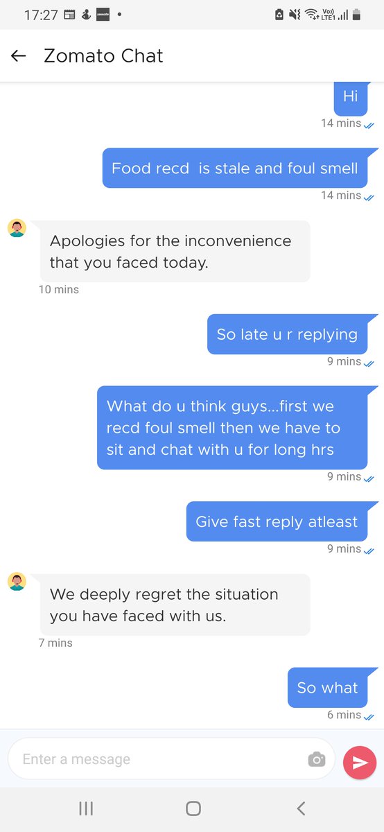 coffeewithk's tweet photo. @zomatocare food recd is stale and foul smell and ur customer support is incompetent to understand my grievance and saying treat it as exception why will I treat it as an exception @zomato https://t.co/FEWtjvu0PZ