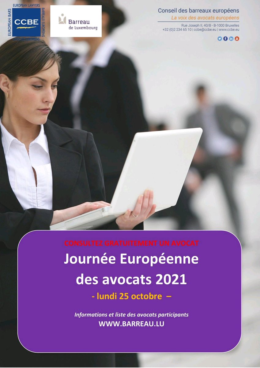 Journée de l'indépendance de l'avocat.25 octobre 2021 barreau.lu