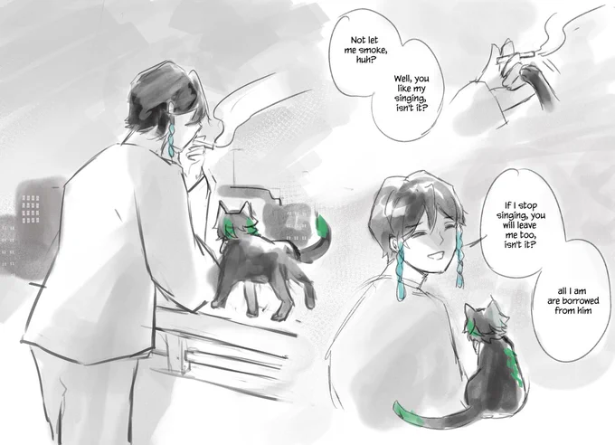 [#xiaoven cat!Xiao](part 2/6 of a series of comics I scheduled to auto-tweet everyday till Halloween) 