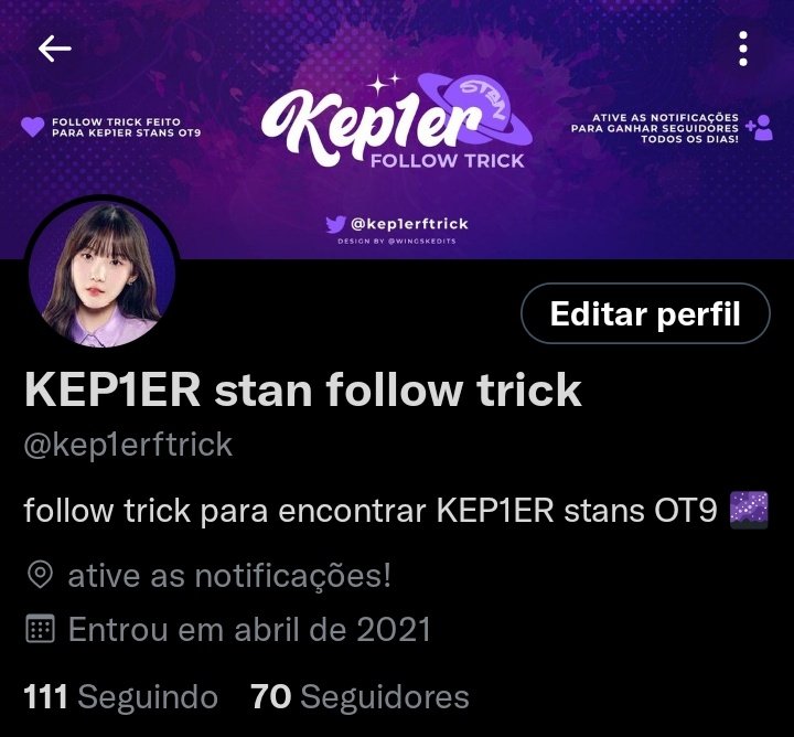 Bom dia!

Ontem transformei uma das minhas contas em um follow trick pra Kep1er stans, e basicamente comecei do zero já que a conta não tinha muitos seguidores. Queria fazer esse apelo e pedir pra que se você for stan do Kep1er, siga e acompanhe a conta, por favor! @kep1erftrick