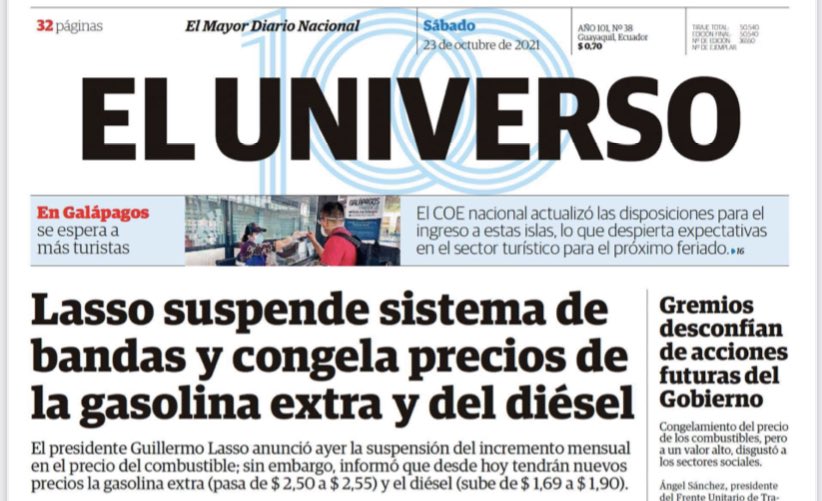 OrlandoPerezEC's tweet photo. ‼️¿CONGELA?‼️
Como si a todos los periódicos les dieron la misma instrucción: titulen CONGELAR, porque nada subió, todo queda como antes, pero la realidad es que se trata de un #Paquetazo y los #COMBUSTIBLES son más caros desde hoy!
¿#Gasolinazo o #Gasolinasso? https://t.co/kY584oyxQv