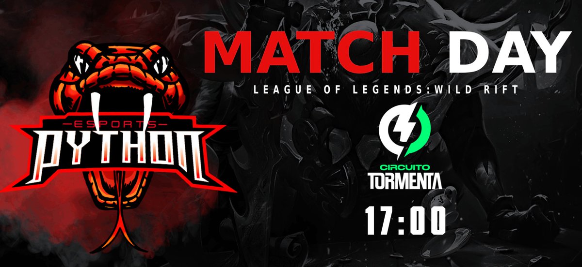 _pythonesports's tweet image. [🟡] MATCH DAY | #WildRift

Esta tarde participaremos en la parada de #Bizumers de @SomosLaTormenta

🏆| Clasificatorio 
⏰| 17:00 🇪🇸

‼️𝐀𝐍𝐈𝐌𝐎 𝐘 𝐒𝐔𝐄𝐑𝐓𝐄‼️
#PythonAttack 🐍❤️