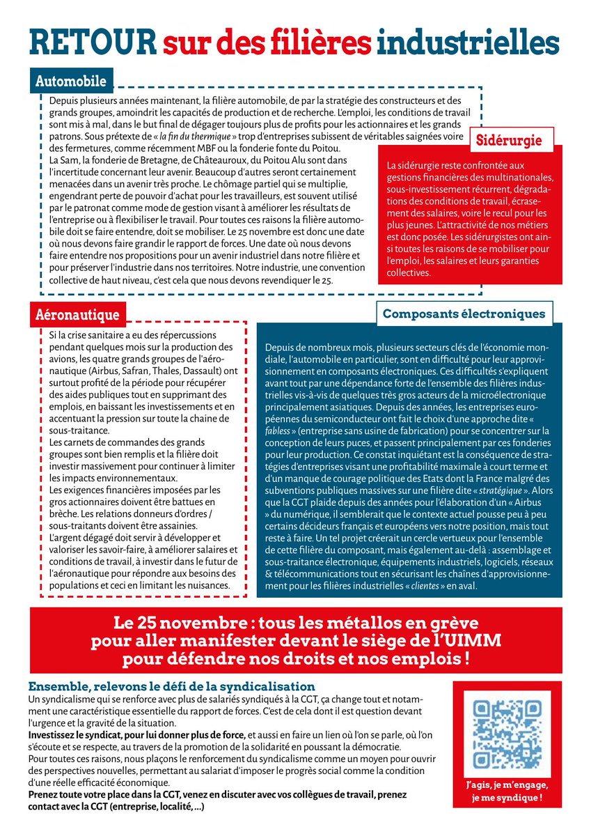 CGTNokiaPSaclay's tweet photo. Le patronat de la métallurgie, en bon poisson-pilote des régressions à venir, essaie d'imposer de multiples reculs aux salariés lors de la renégociation de la convention collective nationale. Tract de notre @interFTMCGT https://t.co/30DYQkXFtH