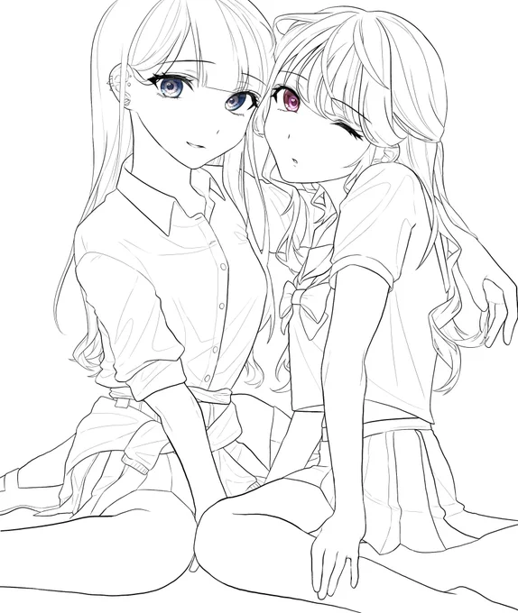 今日一日頑張って線画していよいよ色塗り入るぞ〜ってなったとこでなんか違うってなって没りかけてる誰か代わりに塗って〜 