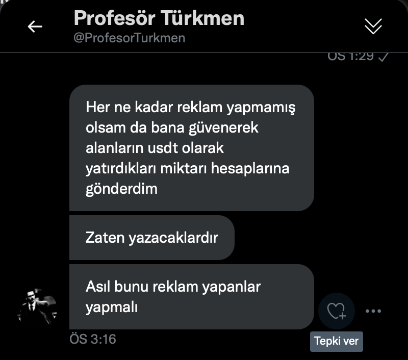 lord_of_crypto_'s tweet photo. . @ProfesorTurkmen hecoin'i kendinden görüp alanların zararlarını karşıladığını söylemiş. Kötü işleri ifşa ettiğimiz gibi güzel hareketleri de duyurmak lazım. https://t.co/pLZ48Uy9ro