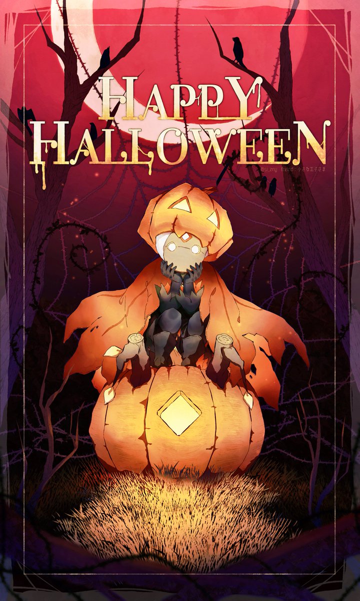 halloween no humans jack-o'-lantern solo happy halloween spider web moon  illustration images