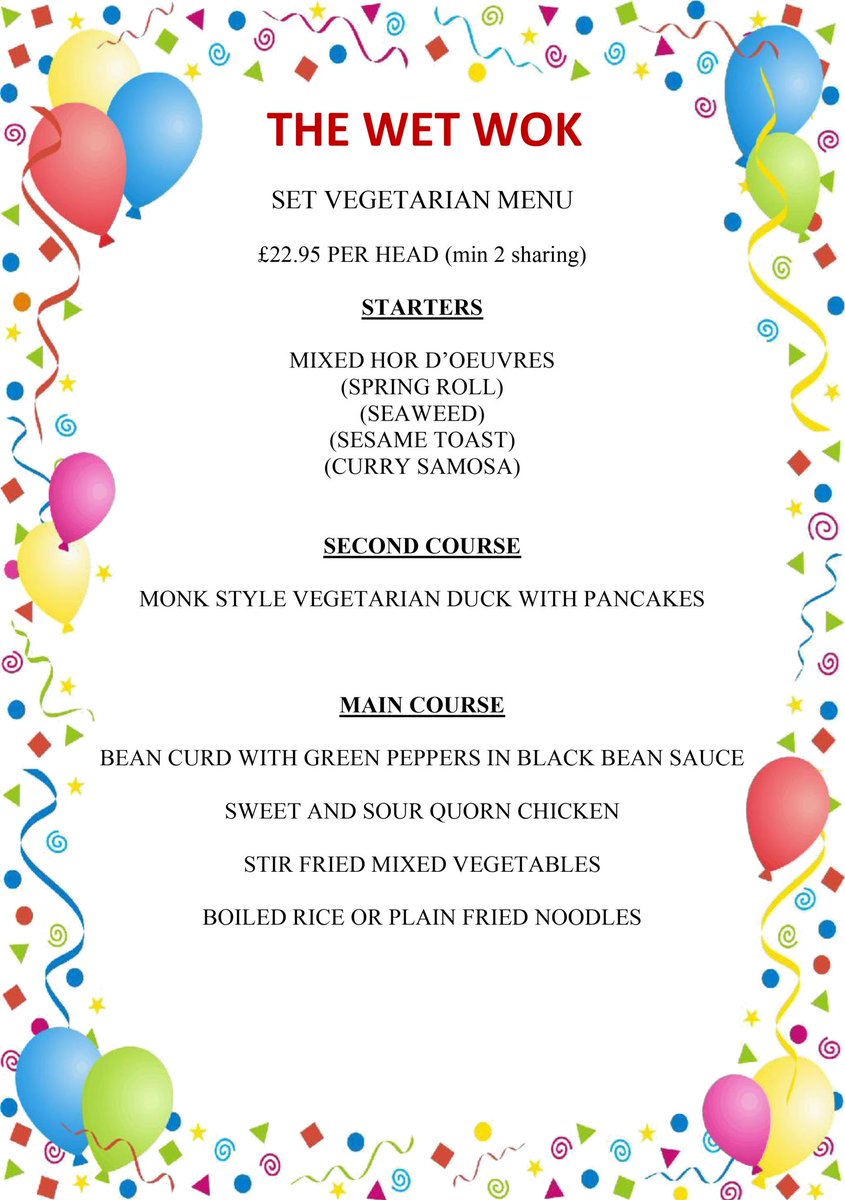 Vegetarian set meal available during Christmas (dec)and new year Eve (typo in last tweet)