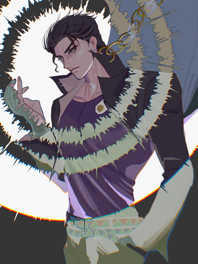 kujo jotaro male focus 1boy black hair solo stand (jojo) hand in pocket long coat  illustration images