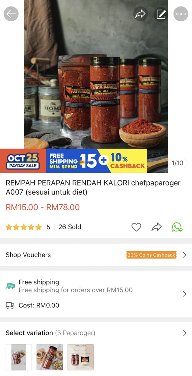 leanaamira's tweet photo. Payday sales 25oct, free shipping + 10% cash back. 😱
Beli 2 botol paparoger seasonings get free samyang + cute free gift + thank you card. 🥰🥰
#chefpaparoger #A007
#paparogerbyrink
Ws : https://t.co/W5MydpzS2A
Shopee: https://t.co/0u32pXqVGY https://t.co/kM7KysL91l