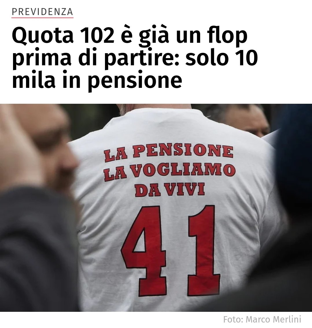 #pensioni: quota 102 e 104 è già un flop prima di partire! È quanto emerge dall'analisi della <a href="/cgilnazionale/">CGIL Nazionale</a> sugli effetti reali di eventuali nuove "quote" dopo #quota100. facebook.com/75156169490976…
<a href="/collettiva_news/">Collettiva</a>