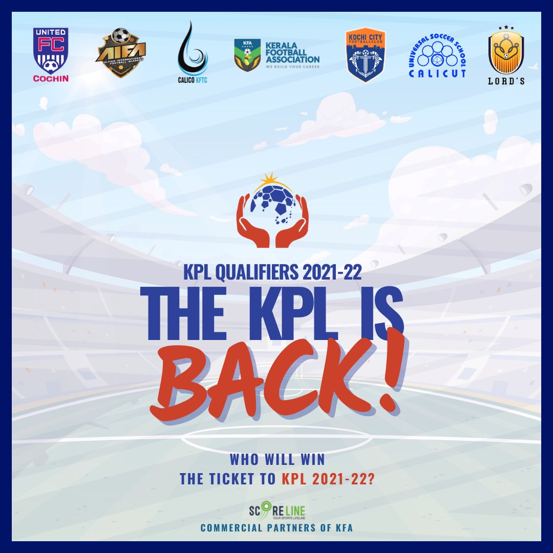 keralafa's tweet photo. Kerala Premier League Qualifiers 2021-22 🏆

Who will win the ticket to KPL 2021-22? 🧐

#RoadToKPL

#kfa #keralafootball #KPL #IndianFootball https://t.co/zJTP69oGmh