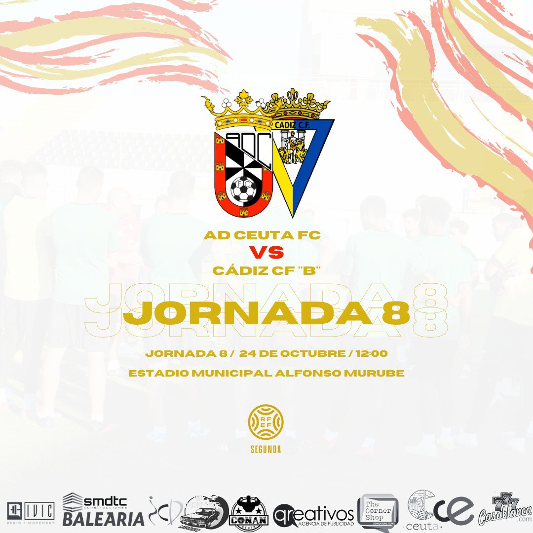 8ª jornada de liga del primer equipo ⚽️ 

⚔️ <a href="/Cadiz_CFCantera/">Cádiz CF Mirandilla - Cantera Cádiz CF</a> 
🗓 24 Octubre
⏰ 12:00
🏟 Alfonso Murube 

Fin de semana de partidos en el Murube, ¡Os queremos ver a todos! 🤝

#SiempreADCeutaFC ⚪️⚫️