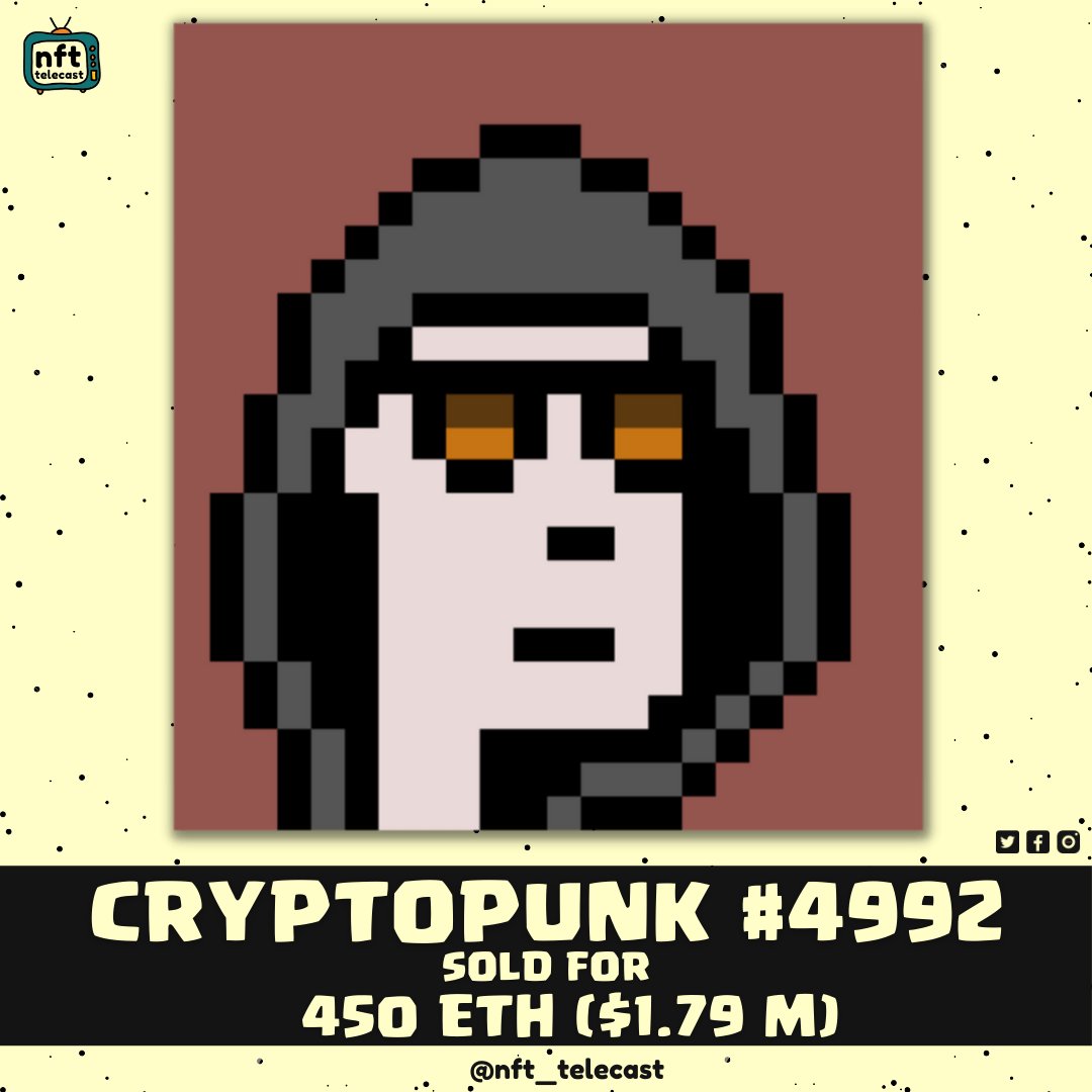 nft telecast (@nft_telecast) on Twitter photo CRYPTOPUNK #4992 sold for more than $1 million.
Follow us for more updates and tips <a href="/nft_telecast/">nft telecast</a>
#NFTs #NFTCommunity #CRYPTOPUNK #cryptopunks CRYPTOPUNK #4992 sold for more than $1 million.
Follow us for more updates and tips <a href="/nft_telecast/">nft telecast</a>
#NFTs #NFTCommunity #CRYPTOPUNK #cryptopunks
