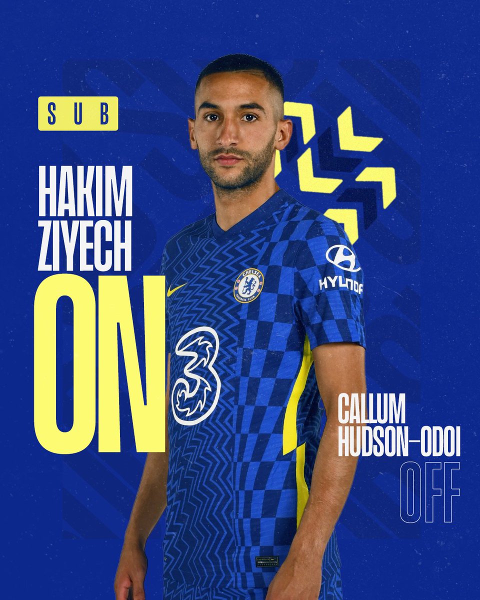 ChelseaFC's tweet image. A double change for Chels starting with Hakim making an entrance! 

💙 5-0 🐤 [70] #CheNor