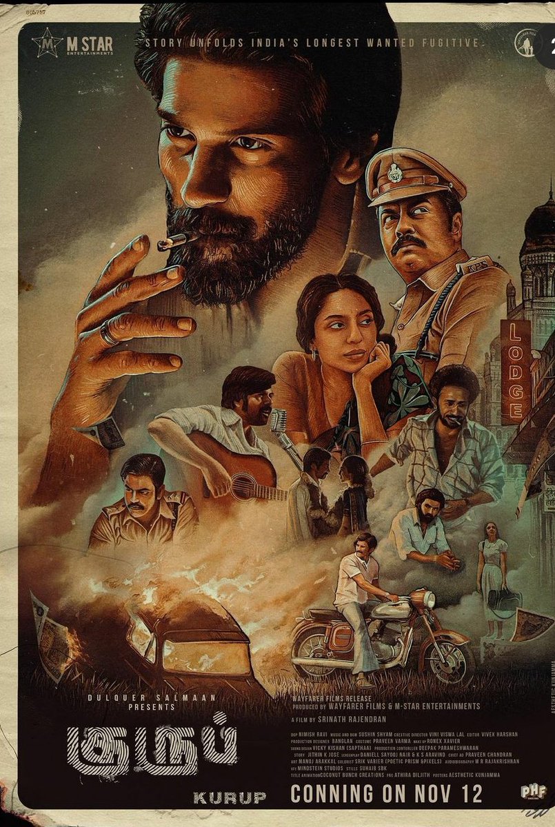 #Kurup - One of the most expensive film in #DQ career - true story based on the most wanted criminal Sukumara Kurup who is not caught yet 🔥. Cast: #SobhitaDhulipala after #Moothon 😍 #IndrajithSukumaran 
#Sunnywayne and many more surprising cameos 
Directed by #SrinathRajendran