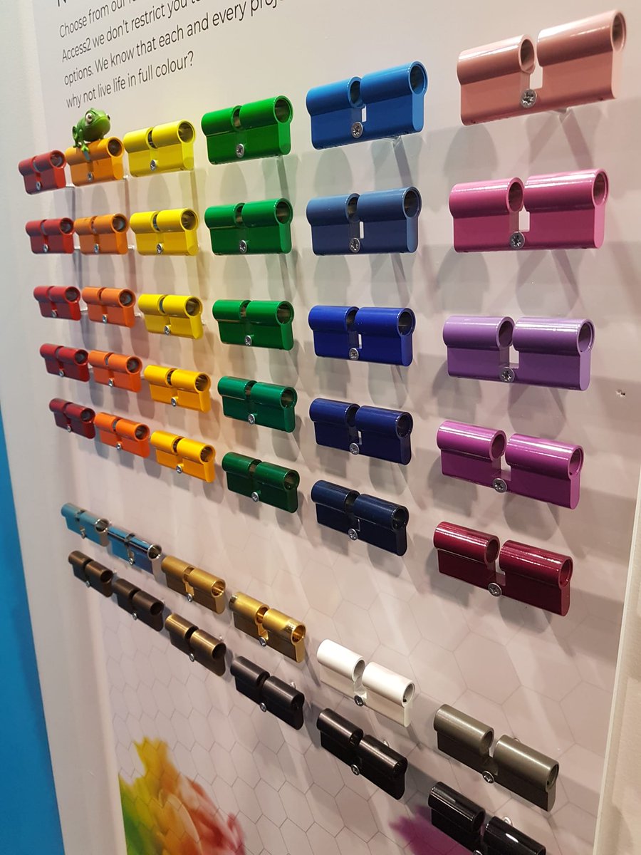 Access2HQ's tweet image. You can’t miss our stand as you enter Hall 2 🤩🌈 @MLAExpo 
Endless colour options with our ColourMatch service 👌 #MLAExpo #MLA21 #Locksmiths #MechanicalCylinders