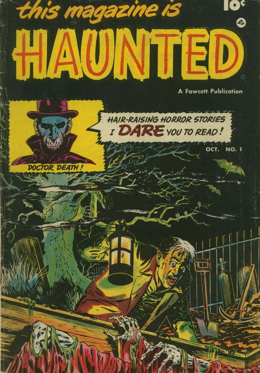 ljacone's tweet photo. Read: This Magazine is Haunted 1. Spooky stories hosted by Doctor Death, from Fawcett. 

#HorrorComicsMonth #publicdomaincomics https://t.co/0uOT7B8fX9