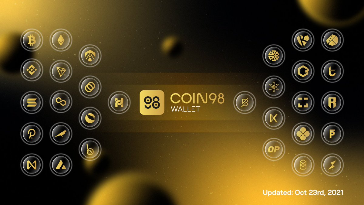 coin98_wallet's tweet photo. What do you get for just 1 ultimate key?

✨Manage 33+ blockchains wallets with one single passphrase
✨Store 9000+ tokens safely 
✨Keep your NFTs secured in a neat place
✨Much more in-app services

Which blockchains should be there in the next update? Show us your favorites 👇 https://t.co/xFZNUfRmaY