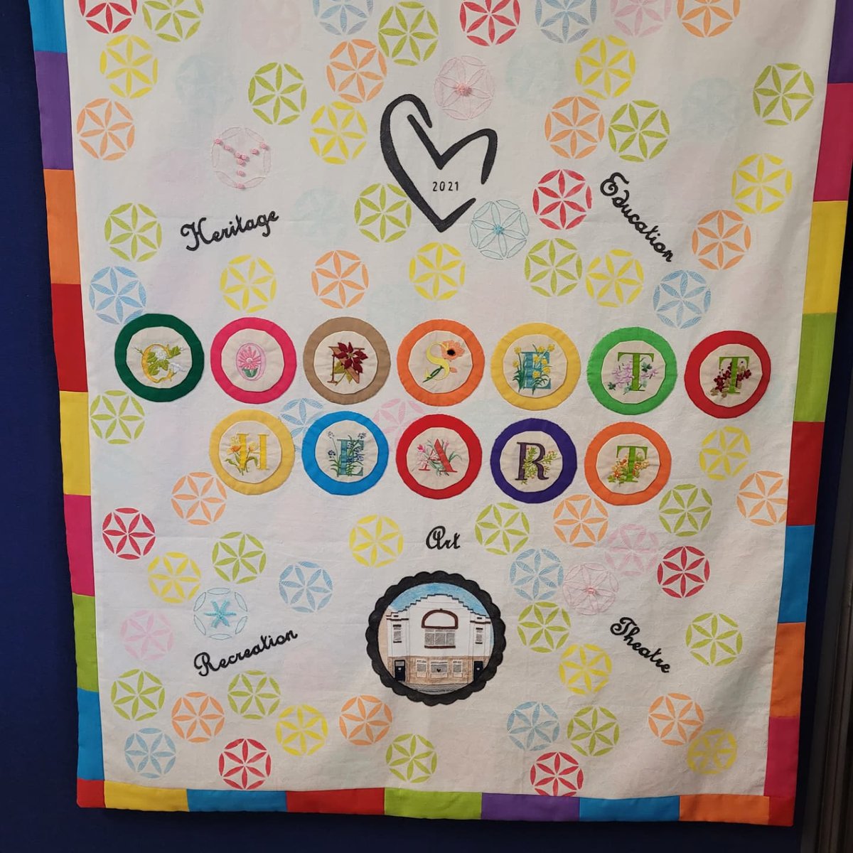 consett_e's tweet photo. This beautiful quilt was made for us by one our arts and craft group, which is held every Tuesday evening #artsandcraft #consettheart ❤ https://t.co/fEFiZdcroA