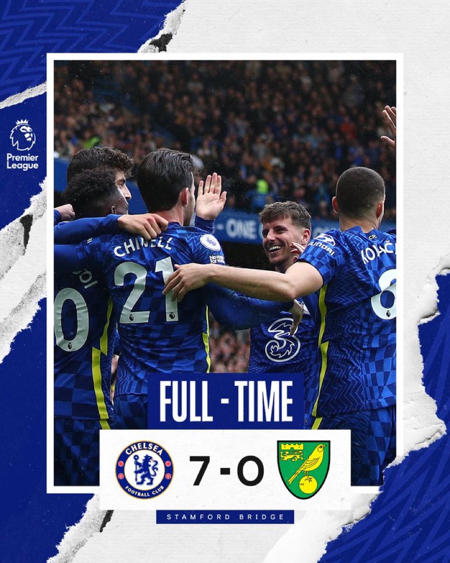 FrankKhalidUK's tweet image. 7 up which happens to be the final score!!! Chelsea even without any recognised strikers were brilliant!!!! #CHENOR