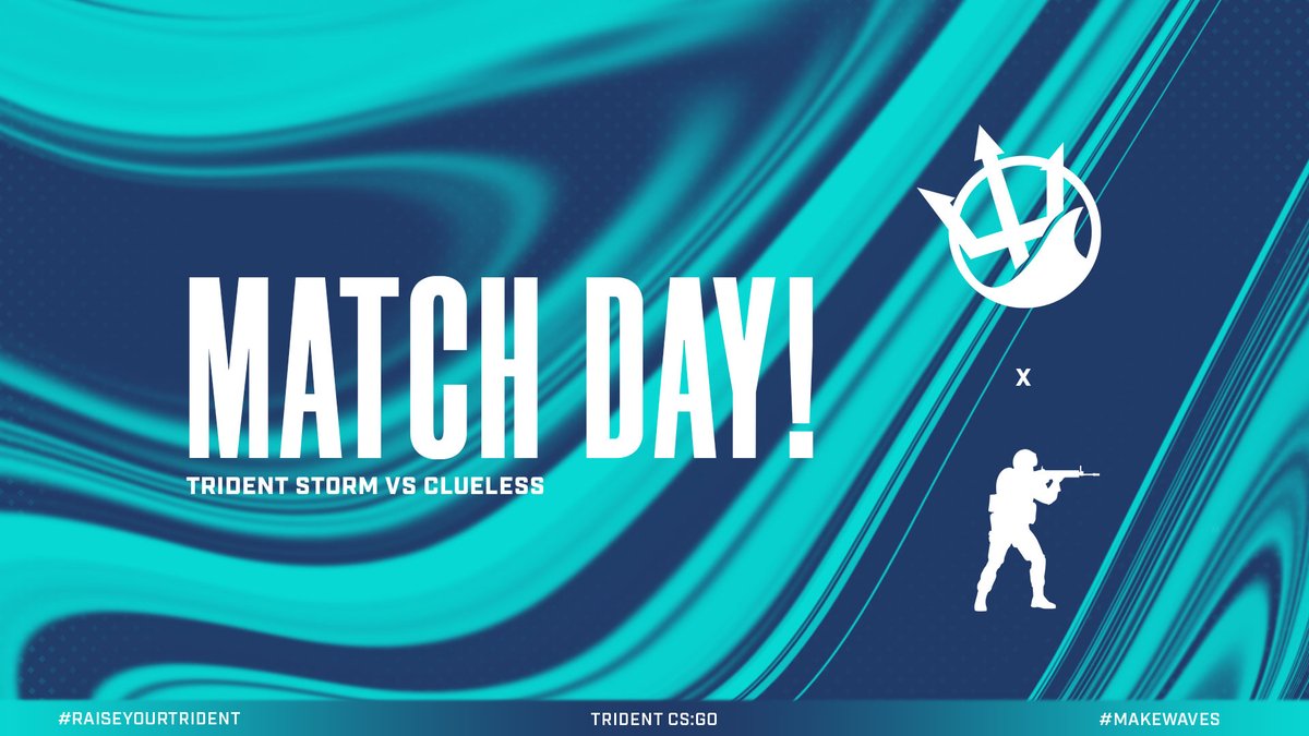 TridentEsports's tweet image. [#TRIDENTCS:GO]

Its MATCH DAY! ⚡ vs 🤔 

our CS:GO Storm team, is taking on Team Clueless

[#MakeWaves🌊]