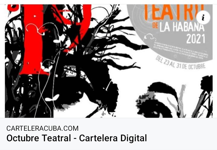 GloriaD81390646's tweet photo. 🎭 El XIX FESTIVAL DE TEATRO DE LA HABANA iniciará este #sábado23 y se extenderá hasta el #31deoctubre. Sus organizadores declararon que la #virtualidad y las presentaciones #televisivas en 6 canales acompañan el #programa de presentaciones. https://t.co/h3XOvaL3fI https://t.co/kFWjD2Qm9i