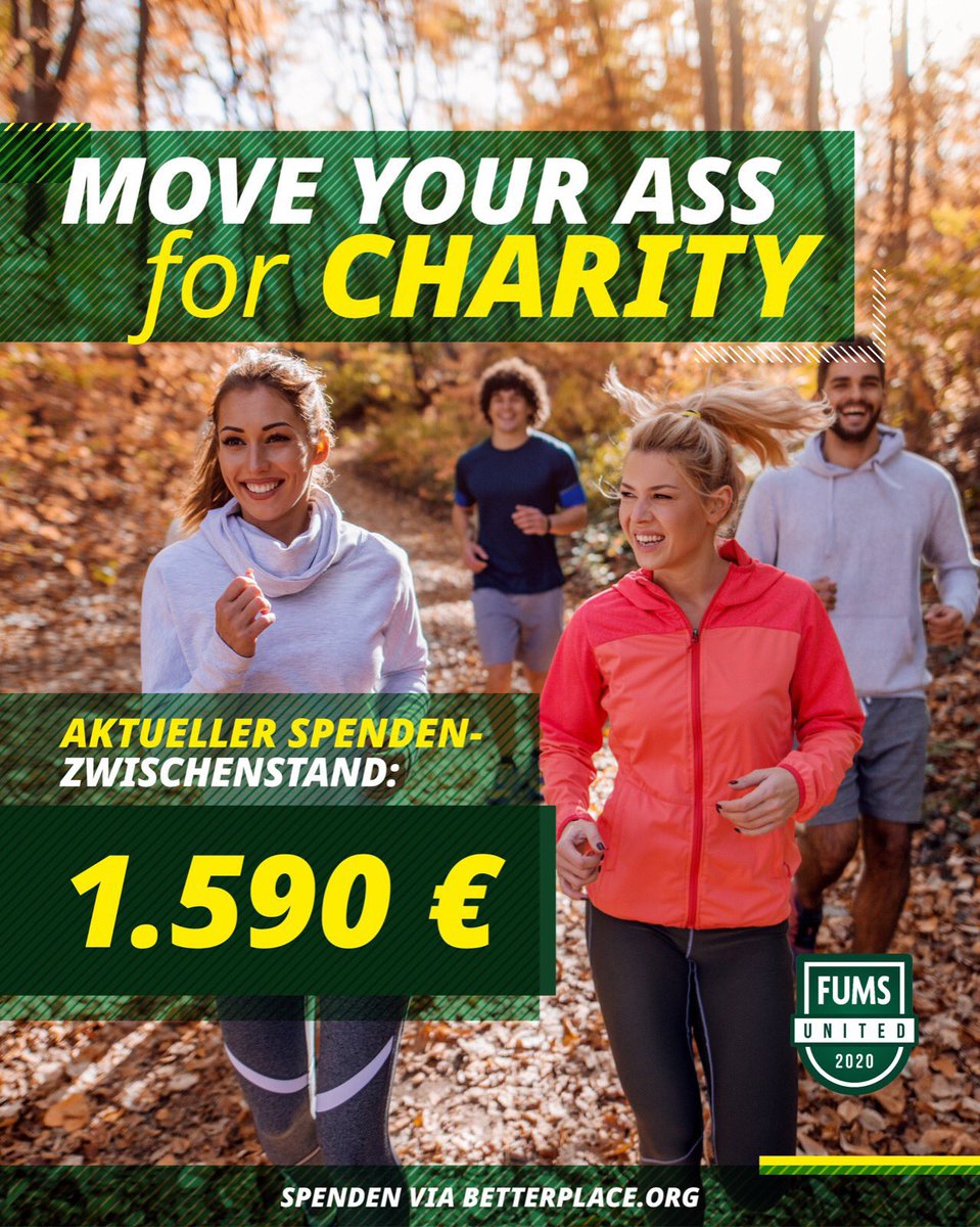 timartmann's tweet photo. MOVE YOUR ASS FOR CHARITY! 💥

…und spendet einen Taler – oder zwei ;)

Das gesammelte Geld geht an die gute und wichtige Organisation Trauerland! 

Hier entlang: https://t.co/hyPOY4WDSX 
#FUMSUNITED https://t.co/PwRMDute2o