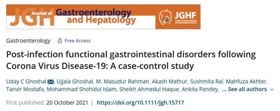 drakashmathur's tweet image. 🗣️ First 🌏 case control study showing COVID lead to post COVID 19 FGIDs 

Risk factors:
😤 Symptoms (particularly GI)
👃 Anosmia
😋 Ageusia
🤹 Chr bowel dysfunction (CBD)/Dyspeptic symptoms, or their overlap at 1 &amp;amp; 3-months 
🙇 Psychological comorbidity.
#FGID #Covid_19