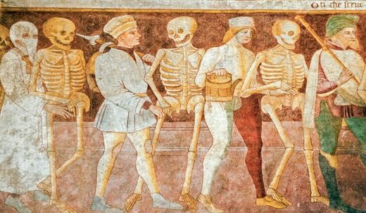 Античные и средневековые представления. , Клузоне, Ораторио деи Дишиплини. Итальянская фреска 14 века.