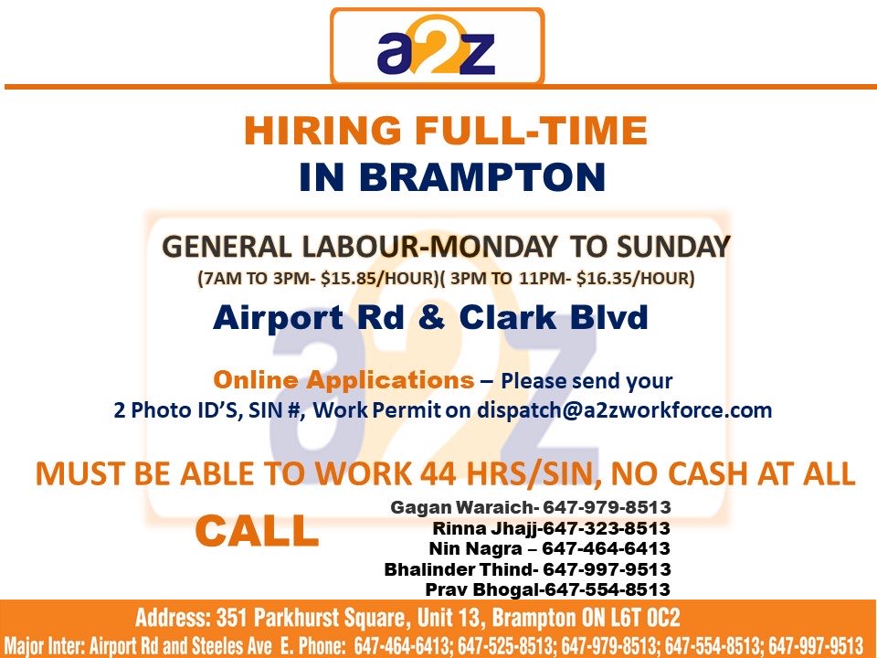 78nin's tweet photo. Full Time Job Opportunities @ A2Z Workforce Inc. https://t.co/PzHjvpwF1L
