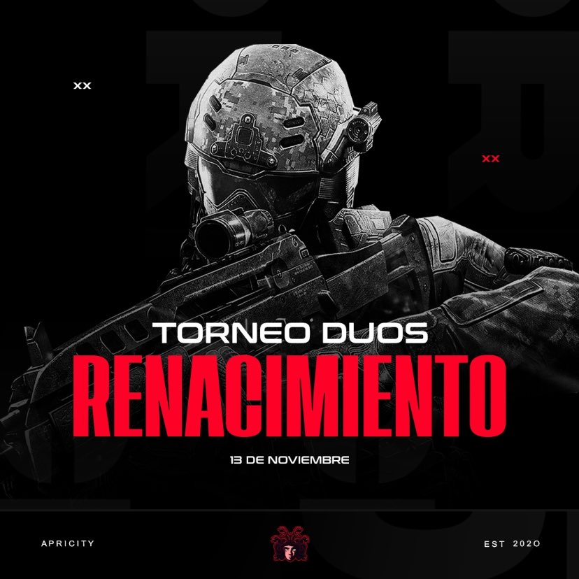 Torneo relámpago ⚡️
Modalidad dúos en Renacimient🥳
2 grupos | 4 ganadores ❗️
🥇💰
🥈Lotes de regalo de la tienda 
Requisitos únicamente seguir: 
1. @Athiziyss 
2. <a href="/ApricityAE/">Apricity</a> 
3. twitch.tv/athziy
4. ❤️ y 🔁
(42 equipos en total)
13 de noviembre a las 9:00 pm cdmx 🎉