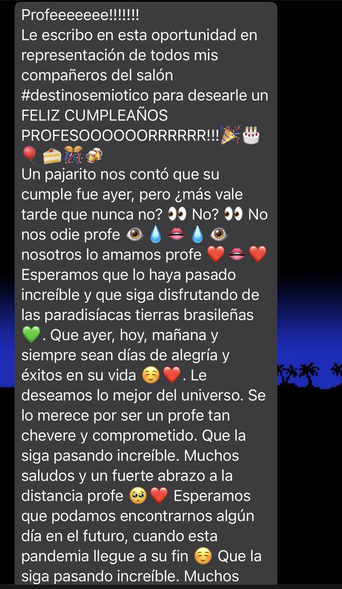 diegieu's tweet photo. Un saludo cumpleañero lleno de emojis! Gracias, #DestinoSemiótico!#CE45 #35Años #Natal #Lima 🎂 https://t.co/zKygf9KnSr