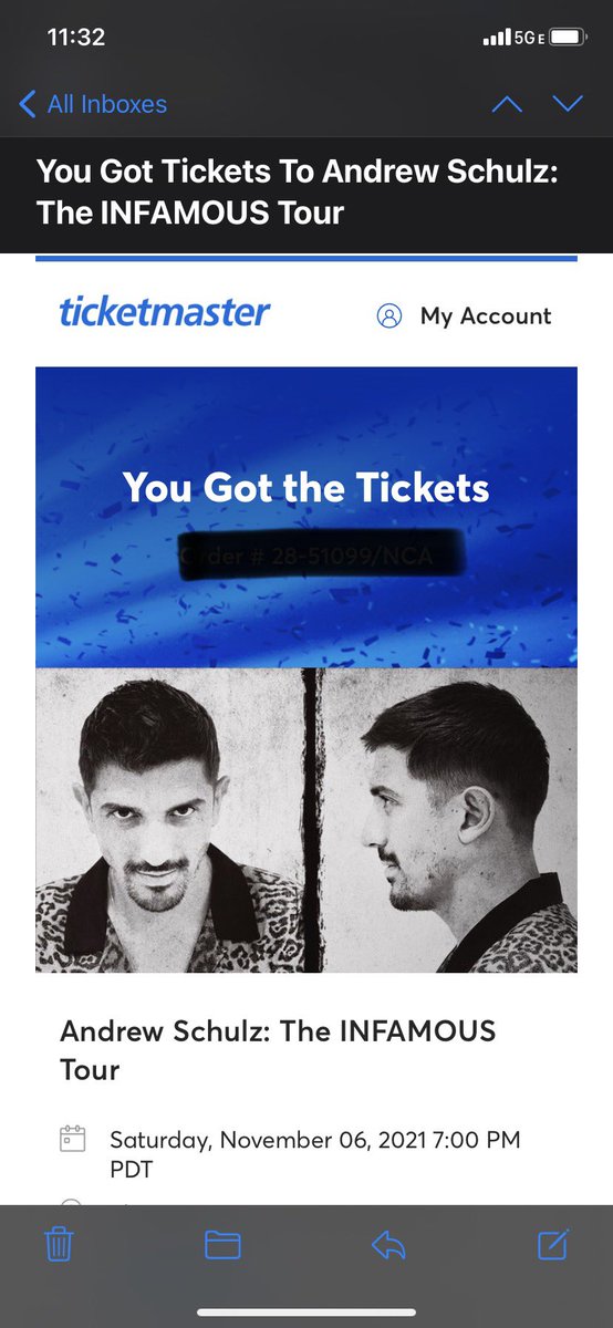 KobeBancroft's tweet photo. Taking my grandma, hopefully this is a PG-13 show @andrewschulz https://t.co/70HvzbtRiI