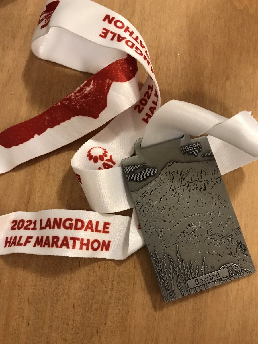 RunnerRubbish's tweet photo. 👏 👏 👏 @BrathayEvents - the Langdale Half &amp; Marathon were superb - so well organised &amp; marshalled. Managed to run the whole course &amp; delighted with my 1’45” finish, especially considering the 1:3 segments, overall elevation gain &amp; that I forgot my watch 🙈. Quality medal too 🏅 https://t.co/xcCV7IISlL