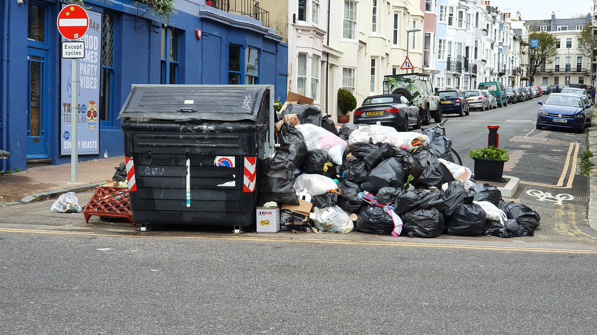 Welcome to Brighton and Hove. Council run by Greens; streets overrun by rubbish. Not sure this is the "Zero Carbon, Zero Waste Circular Economy" the Greens promise. The only thing circling is the seagulls!

People are paying £2,054.22 a year for this (Band D).