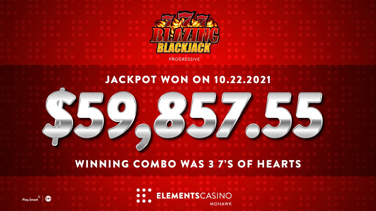 Elements Casino Ontario (@elementscasino) on Twitter photo β€β€β€ BLAZING 7's Blackjack Progressive Jackpot Hit <a href="/ElementsMohawk/">Elements Casino Mohawk</a> π $59,857.55 with three 7 of Hearts!
#itsallhere #Elementscasino #blazing777 β€β€β€ BLAZING 7's Blackjack Progressive Jackpot Hit <a href="/ElementsMohawk/">Elements Casino Mohawk</a> π $59,857.55 with three 7 of Hearts!
#itsallhere #Elementscasino #blazing777