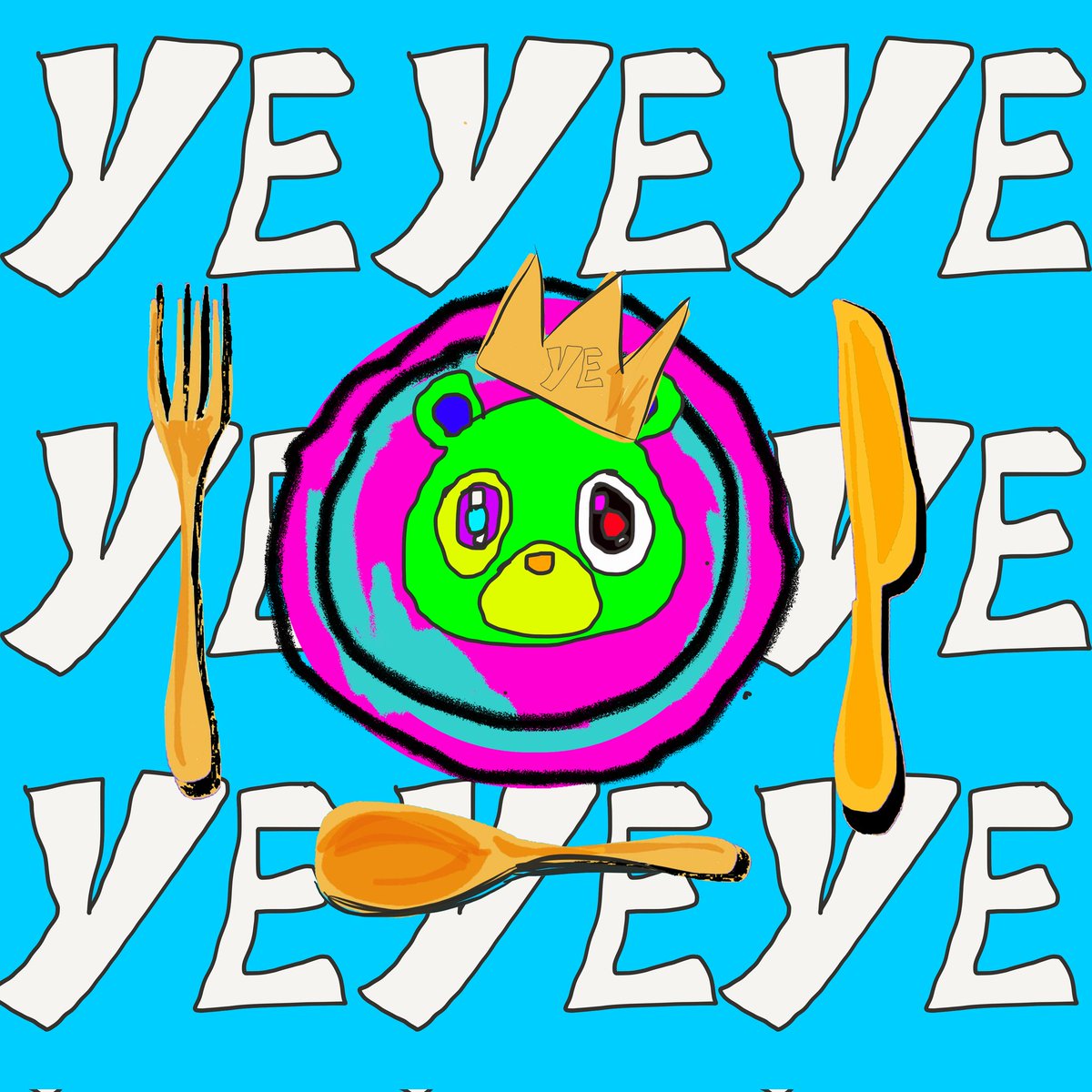 AdamRattigan's tweet photo. My piece inspired by @kanyewest and to celebrate his official name change to YE #KanyeWest #NFTs #art #digitalnft #NFTCommmunity #nftcollector #NFTs #graduationalbum #digitalart #NFTartist https://t.co/4b3KQtq4dA