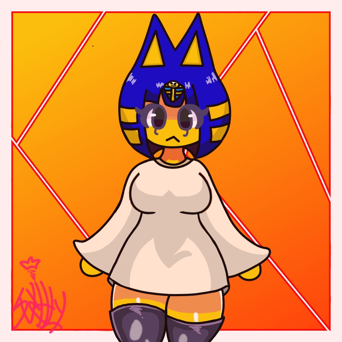 KarenZB4's tweet photo. Oh look! it's the funny cat
#Ankhaanimalcrossing 
#AnkhaFanart https://t.co/jhQyWLgII5