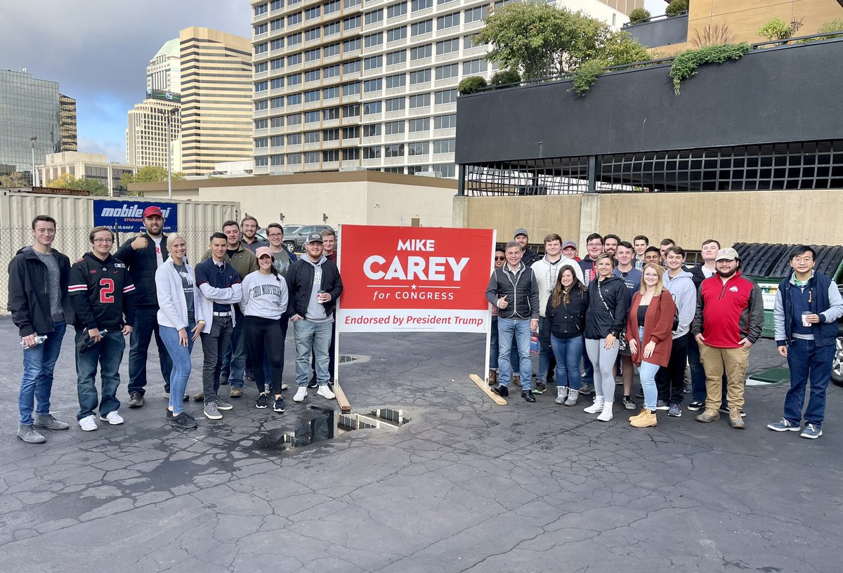 MikeCareyOH15's tweet photo. The #BuckeyeBattalion came out in full force this morning to rally around our campaign & bring home a big win on November 2!
Thank you to everyone for your hard work today & to @Paduch @JonHusted @FrankLaRose @Yost4Ohio for pumping up the crowd!! https://t.co/WqMB4ixbmb
