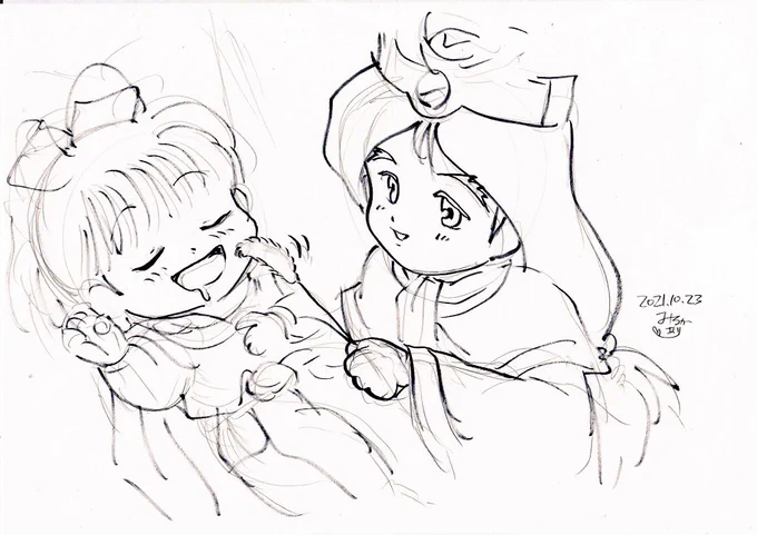 うっちゃんさん、描いてみました😃休日の翔龍子さま💕

寝ているヒミコにちょっかい出してるちょっと珍しい場面で💖💕

翔ちゃんもお茶目な所ありますよね✨(*'艸`)💖💕

ではでは、ありがとうございました✨( ≧∀≦)ノ💖💕

@infiniti_m30 