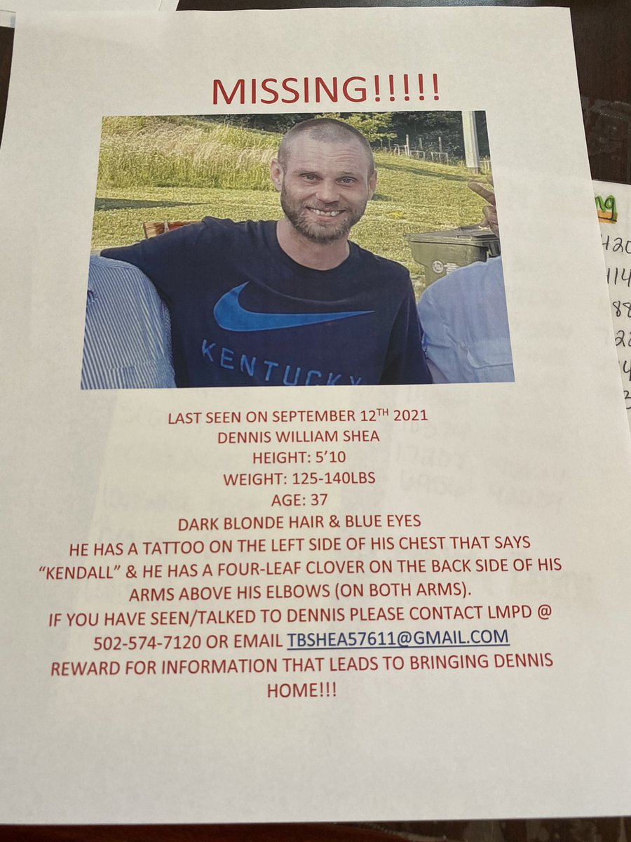 Amber (@amber76733600) on Twitter photo <a href="/KendallRaeOnYT/">Kendall Rae</a> Can you please share this? This is my daughters dad and his been missing for a little over a month. His mental health is not in a good place. And absolutely no one has seen or heard from him. Police aren’t much help because his an adult. He was last seen in Louisville KY. <a href="/KendallRaeOnYT/">Kendall Rae</a> Can you please share this? This is my daughters dad and his been missing for a little over a month. His mental health is not in a good place. And absolutely no one has seen or heard from him. Police aren’t much help because his an adult. He was last seen in Louisville KY.