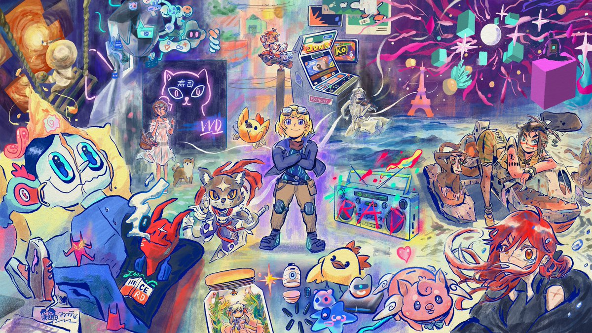 wawawawin's tweet photo. My latest piece on @withFND 
Special commission for @EthFrenchy ✨
Included derivative of artworks from his cool collection,
fellow collectors @radiosolace &amp;  @Vince_Van_Dough 
There are 17-18 artworks in this piece!
I'm so honored to redraw these amazing works 🙏💖✨
#NFT https://t.co/ty2R0w5Gvn