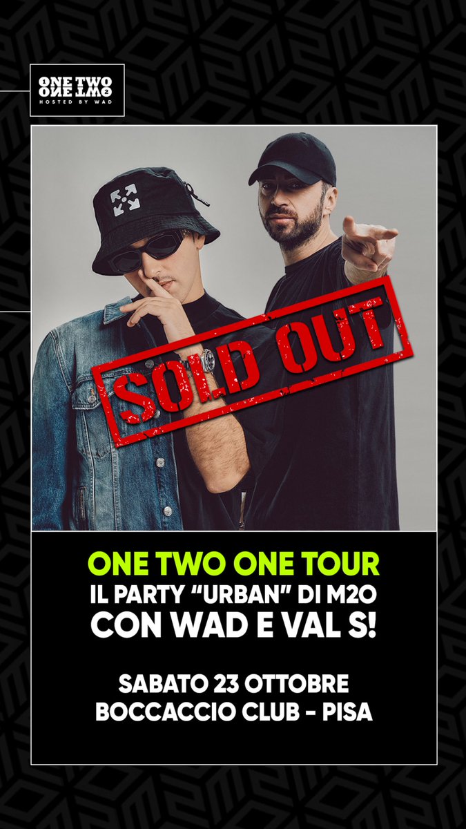 radio_m2o's tweet image. Questo weekend torna #OneTwoOneTwo in tour ❤️‍🔥si riparte da Pisa! 

La data è sold out ma continuate a seguirci per vivere una serata 100% gang con @michelewadcapo &amp;amp; @ValStyle12 🔊